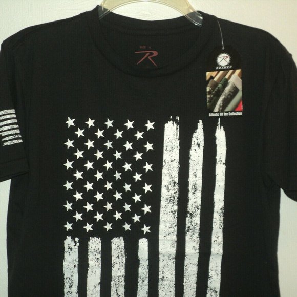 New Rothco T-Shirt Men's S Black Distressed Flag - Picture 2 of 7